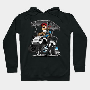 Funny Golf Cart Hotrod Golf Car Popping a Wheelie Cartoon Hoodie